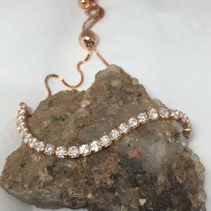 Cz with diamonds dust bolo bracelet in sterling